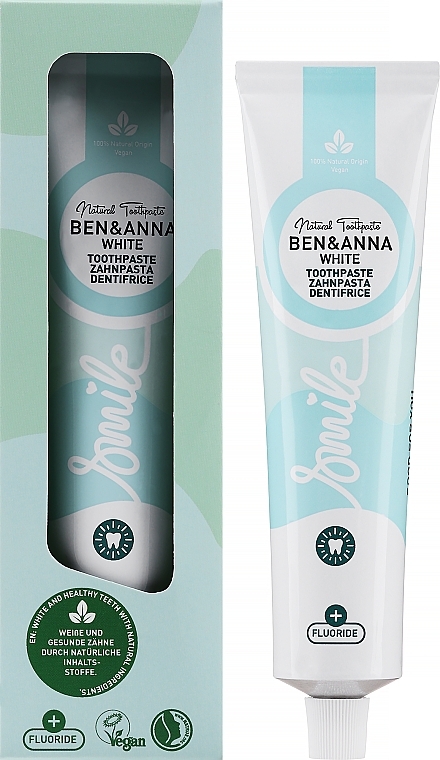 Натуральна зубна паста - Ben & Anna Smile Natural Toothpaste White (туба) — фото N2