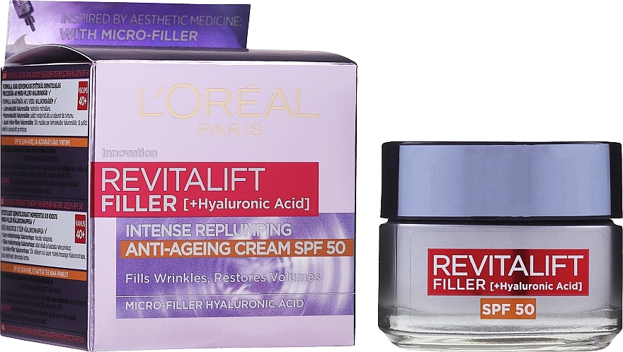 УЦЕНКА Дневной крем для интенсивного заполнения морщин - L'Oreal Paris Revitalift Filler Cream Anti-age SPF 50 * — фото N1