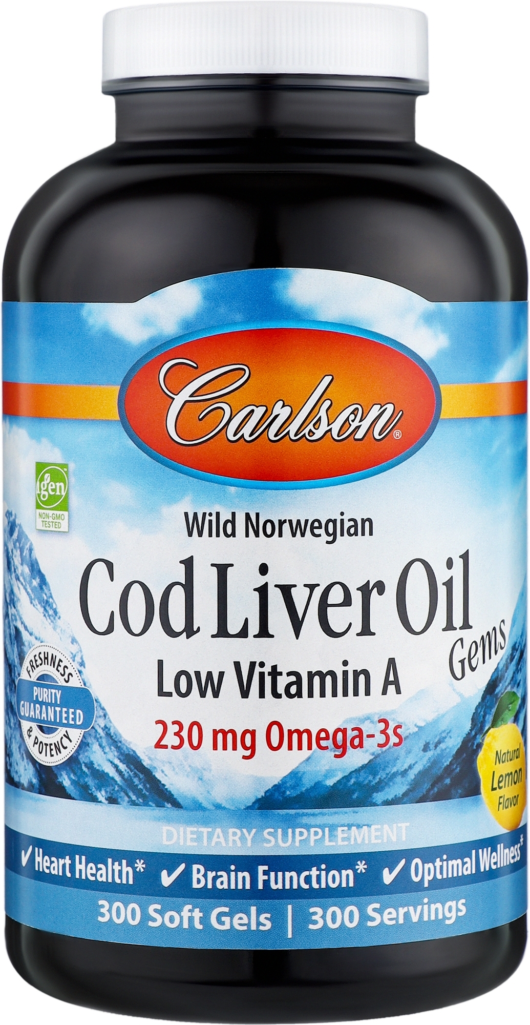 Масло печени трески, 230мг - Carlson Labs Cod Liver Oil, 230mg  — фото 300шт