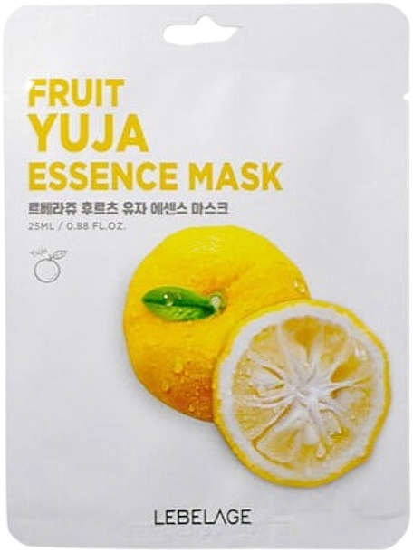 Тканинна маска для обличчя з екстрактом плодів юдзу - Lebelage Fruit Yuja Essence Mask — фото N1