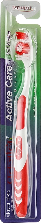 Зубная щетка "Активный уход", бело-красная - Patanjali Active Care Toothbrush — фото N1