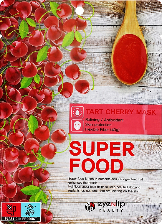 Тканинна маска для обличчя "Терпка вишня" - Eyenlip Super Food Mask Tart Cherry — фото N2