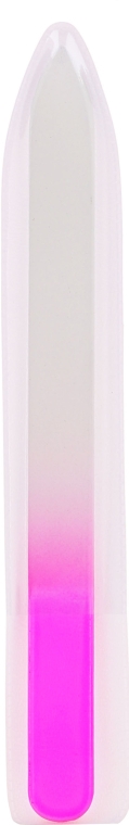 Скляна пилочка для нігтів, 14 см, біло-рожева - Top Choice — фото N1
