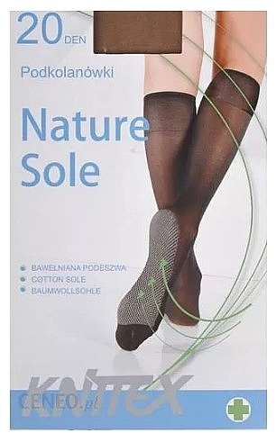 Гольфы женские с хлопковой подошвой "Nature Sole", 20 Den, beige - Knittex — фото N1