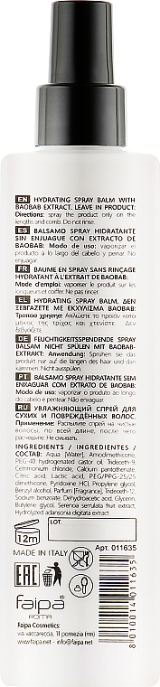 Зволожувальний бальзам-спрей для волосся - Faipa Roma Three Hair Care Idratante Spray — фото N2