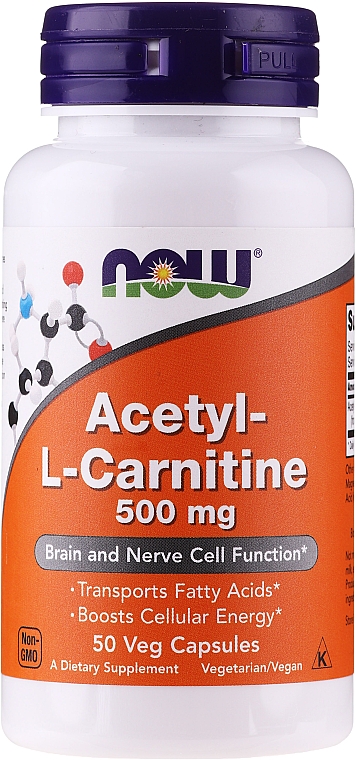 Пищевая добавка "Ацетил Л карнитин", 500 мг - Now Foods Acetyl-L Carnitine — фото N1