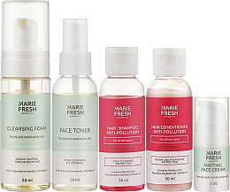 Дорожный набор для жирной и комбинированной кожи - Marie Fresh Cosmetics Travel Set for Oily Skin (f/foam/50ml + f/ton/50ml + h/shm/50ml + h/cond/50ml + f/cr/5ml) — фото N3