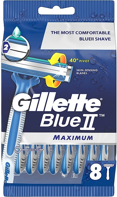 Набор одноразовых станков для бритья, 8шт - Gillette Blue II Maximum — фото N2