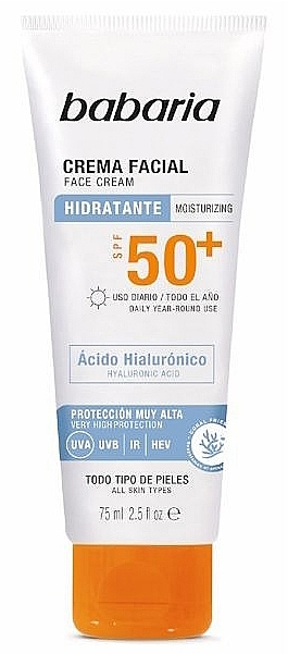 Увлажняющий крем для лица с гиалуроновой кислотой - Babaria Moisturizing Face Cream SPF 50 With Hyaluronic-Acid  — фото N1
