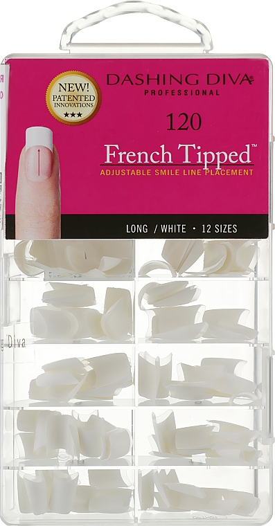 Тіпси довгі -Dashing Diva French Tipped Long White 120 Tips — фото N1