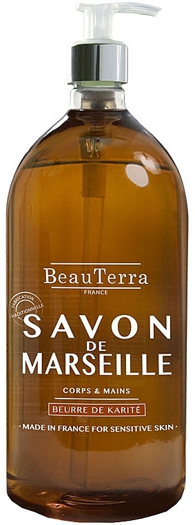 Мыло жидкое марсельское с маслом карите - BeauTerra — фото N1