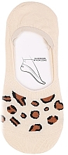 Носки женские низкие с анималистичным принтом, леопард, бежевые - Moraj — фото N1