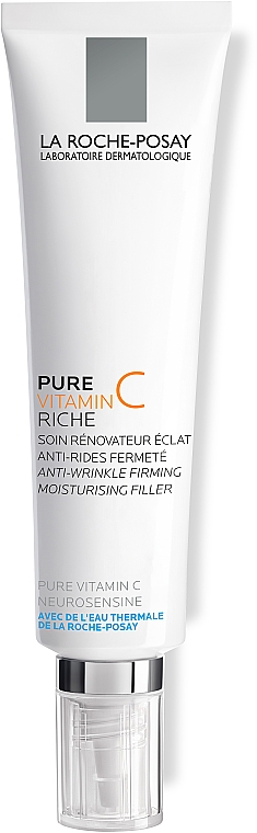 Антивіковий зволожуючий крем-філлер комплексної дії для сухої чутливої шкіри обличчя - La Roche-Posay Pure Vitamin C Rich