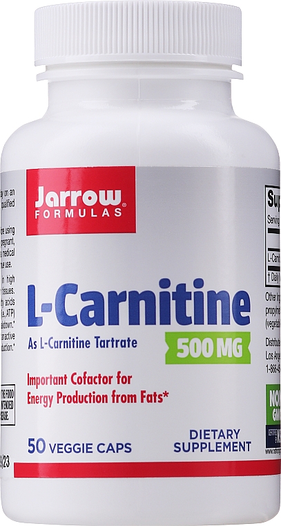 Харчові добавки "L-карнітин 500" - Jarrow Formulas L-Carnitine 500mg — фото N1