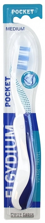 Дорожная зубная щетка, средняя, синяя - Elgydium Pocket Medium Toothbrush — фото N1
