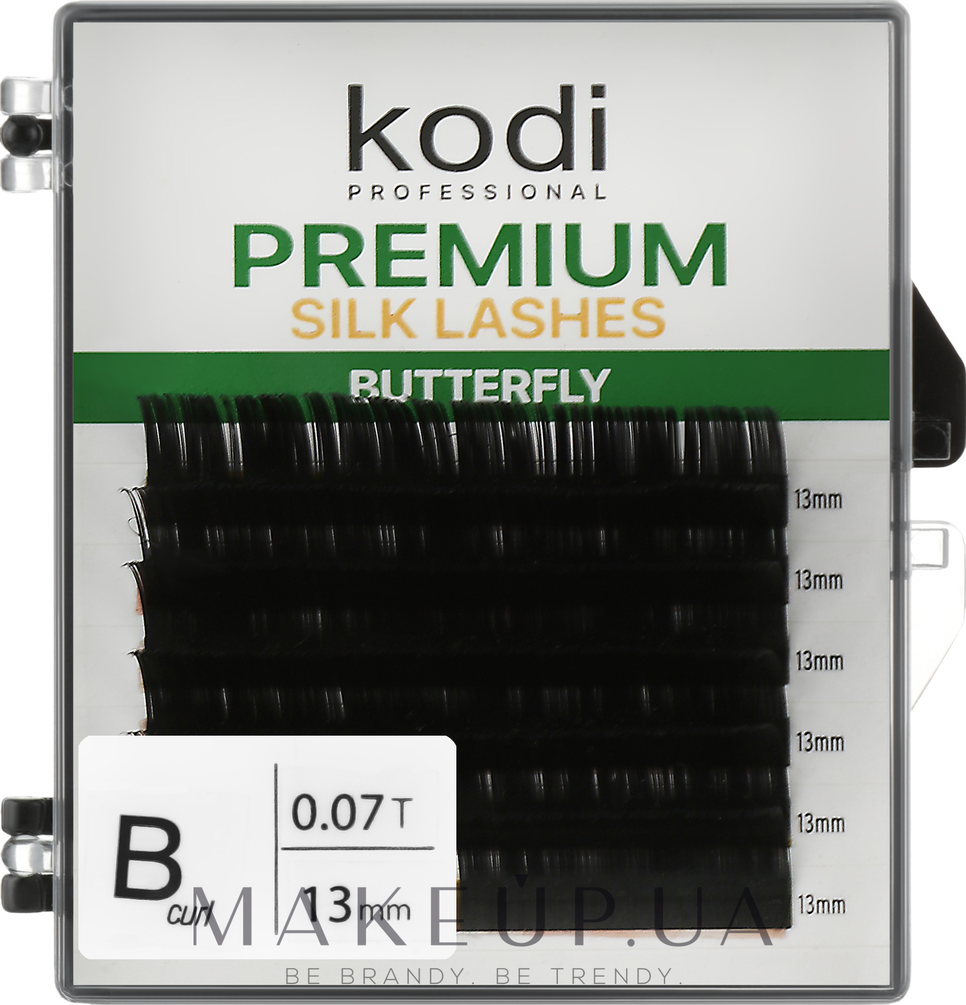Накладні вії Butterfly Green B 0.07 (6 рядів: 13 мм) - Kodi Professional — фото 1уп