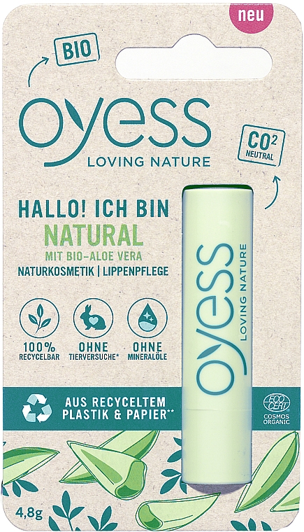 Гигиеническая помада-бальзам для губ "Natural" - Oyess Lippenpflege 
