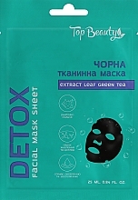 Тканинна маска для обличчя, чорна - Top Beauty Detox Facial Mask Sheet — фото N1