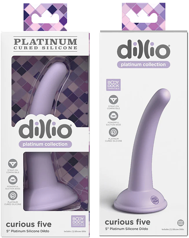 Фаллоимитатор, пастельно-лавандовый - PipeDream Dillio Platinum Collection Curious Five Purple — фото N1