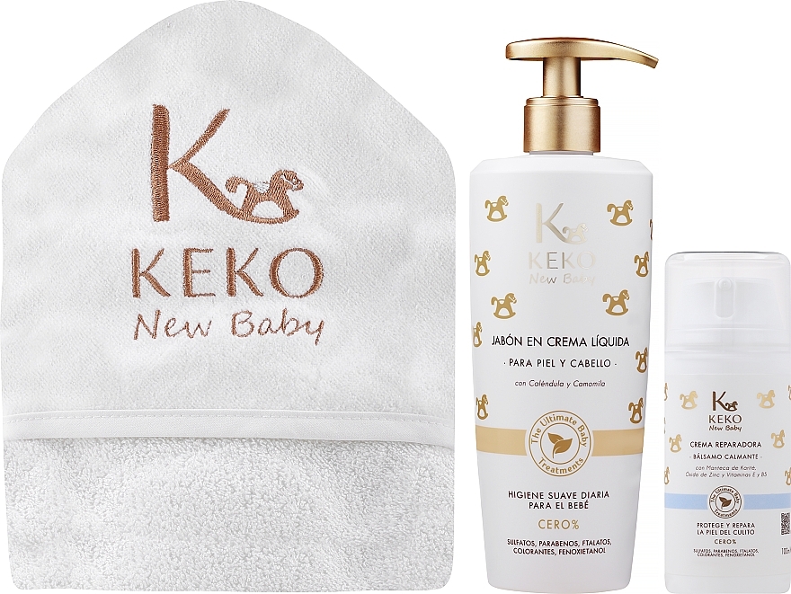 Набір - Keko New Baby (towel/1pc + cr soap/500ml + b/balm/100ml) — фото N1