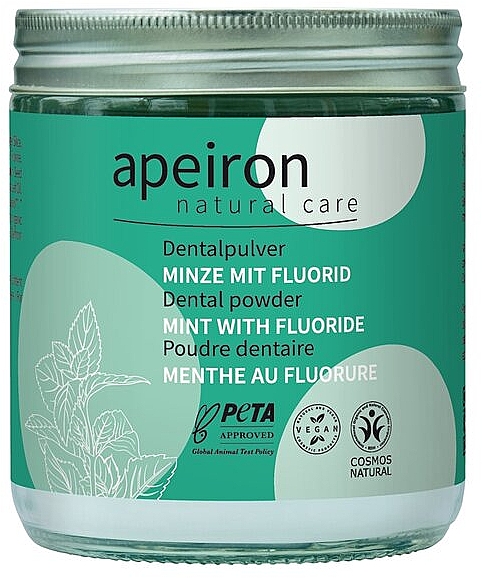 Зубна паста у порошку "М'ята із фтором" - Apeiron Dental Powder Mint With Fluoride — фото N1