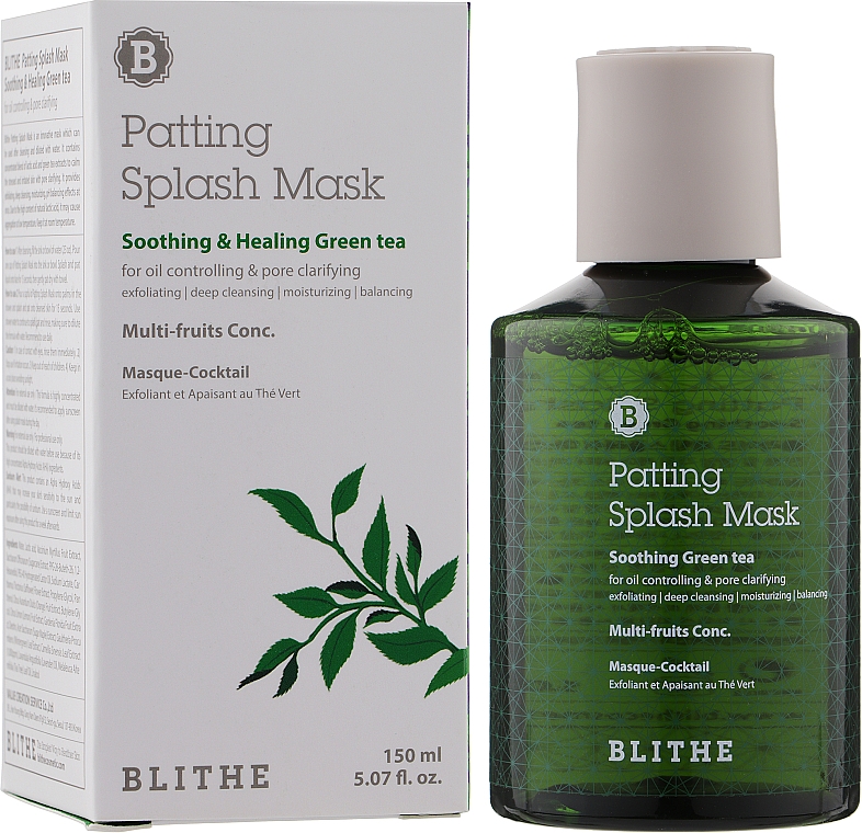 Сплэш-маска для восстановления кожи "Зеленый чай" - Blithe Patting Splash Mask Soothing Green Tea