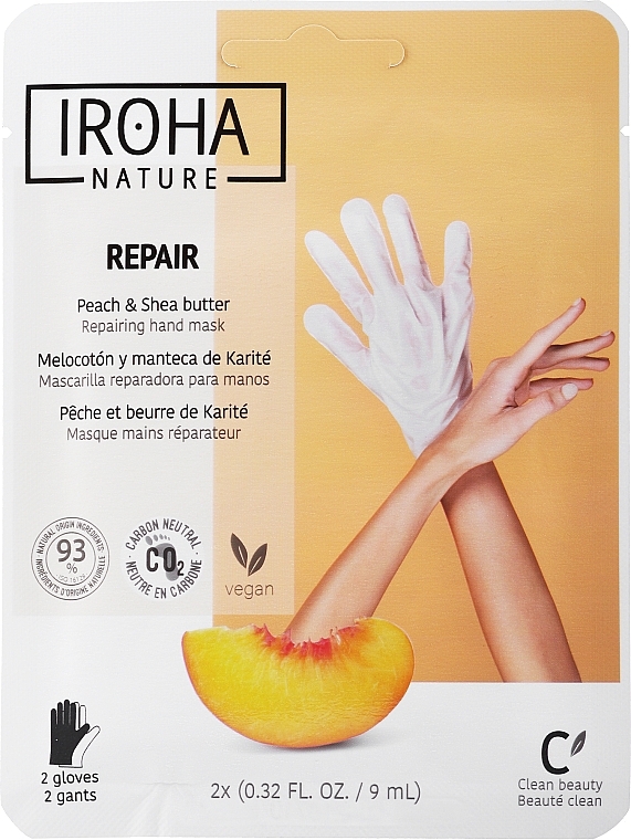 Маска для рук - Iroha Nature Repair Peach Hand Mask Gloves — фото N1