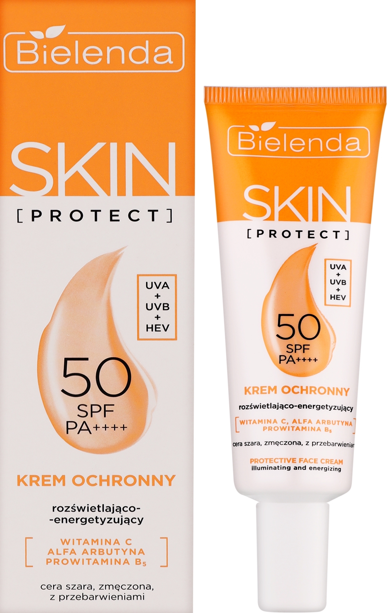 Солнцезащитный крем, осветляющий - Bielenda Skin Protect Protective Cream SPF 50 Brightening And Energizing — фото 40ml