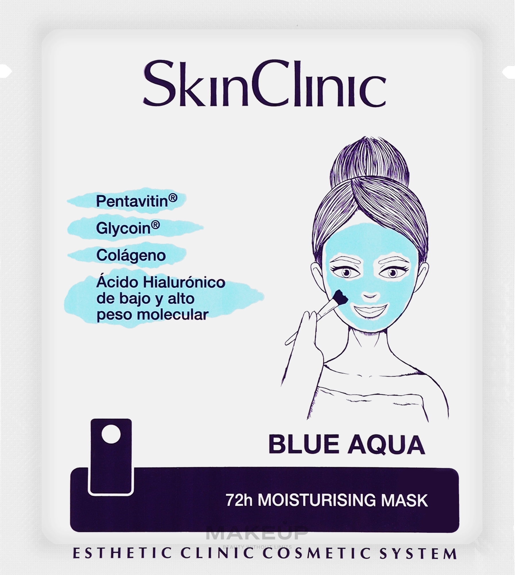 Маска для інтенсивного зволоження обличчя - SkinClinic Blue Aqua 72H Moisturising Mask (пробник) — фото 6ml