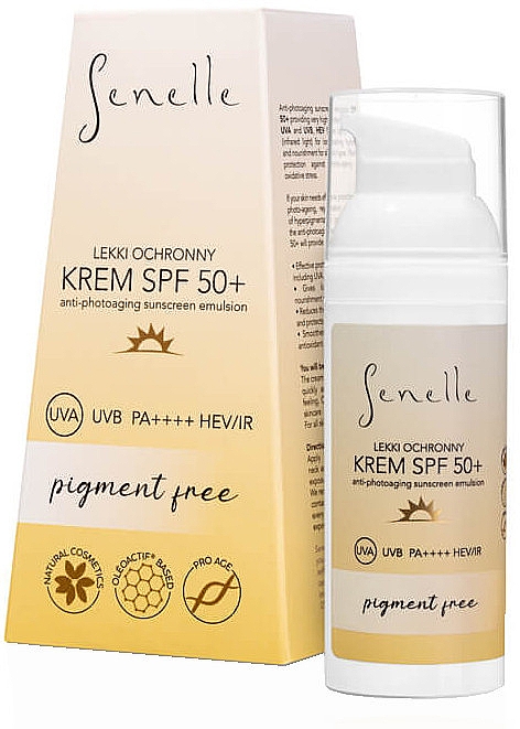 Легкий захисний крем для обличчя, без пігменту - Senelle Light Protective Face Cream Pigment Free SPF 50+ — фото N1