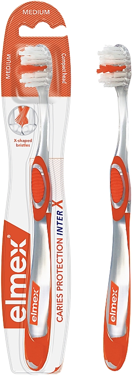 Зубная щетка средней жесткости "Защита от кариеса", оранжевая - Elmex Inrtex Caries Protection