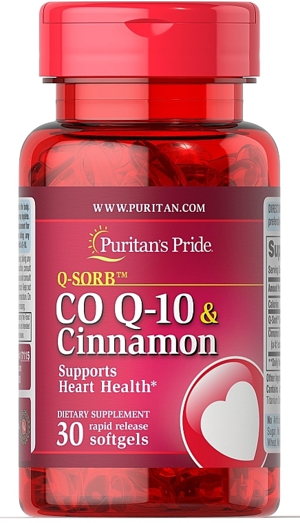 Диетическая добавка " Co Q-10 & Корица" - Puritan's Pride Co Q-10 & Cinnamon — фото N1