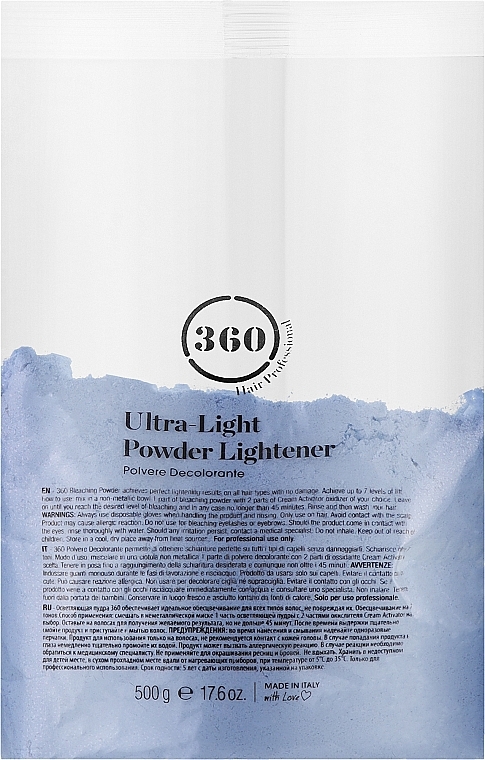 Антижелтая осветляющая пудра для волос - 360 Ultra-Light Powder Lightener — фото N1