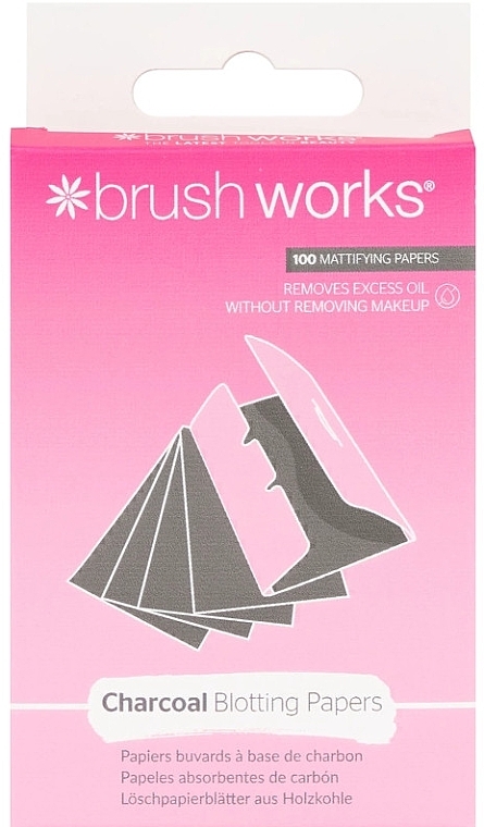 Матувальні серветки для обличчя з вугіллям, 100 шт. - Brushworks Charcoal Blotting Papers — фото N1