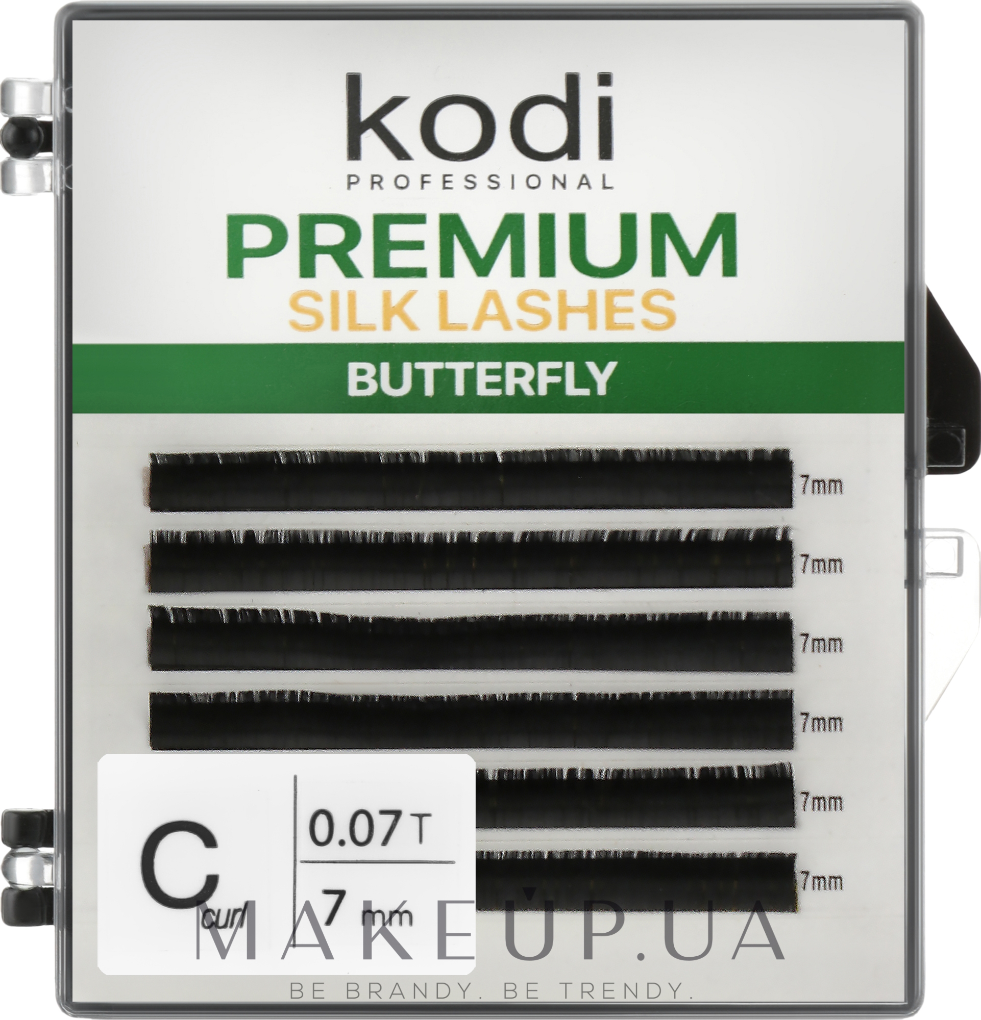 Накладные ресницы Butterfly Green C 0.07 (6 рядов: 7 мм) - Kodi Professional — фото 1уп