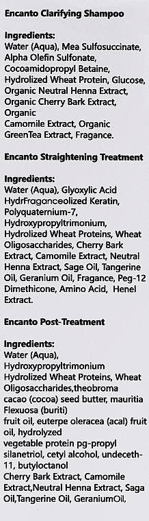 Набор - Encanto Brazilian Keratin Treatment Kit (shmp/236ml + treatm/236ml + cond/236ml) — фото N3