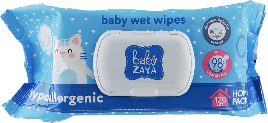 Влажные салфетки "Гипоаллергенные", 120 шт - Baby Zaya