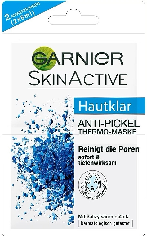Розпарююча маска проти чорних крапок і жирного блиску з цинком - Garnier Skin Naturals (2*6ml) — фото N1