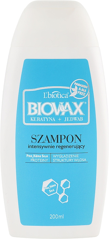 Шампунь для волосся "Кератин + шовк" - L'biotica Biovax Keratin + Silk Shampoo — фото N4
