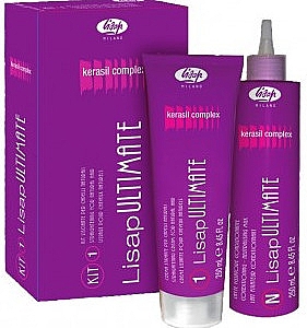 Набор для выпрямления натуральных или жестких волос - Lisap Ultimate Kit 1 (h/cr/250ml + h/fix/250ml) — фото N1