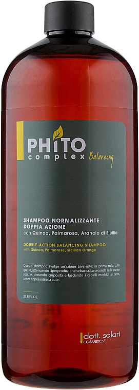 Балансувальний шампунь для волосся подвійної дії - Dott. Solari Phito Complex Balancing Double-Action Shampoo — фото N3