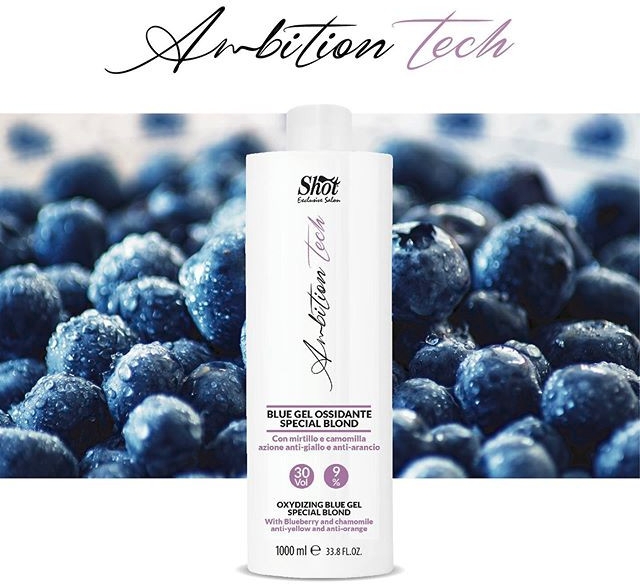 Гель-окислитель с синим пигментом 9% - Shot Ambition Tech Blue Oxidizing Gel Special Blond 30Vol — фото N3