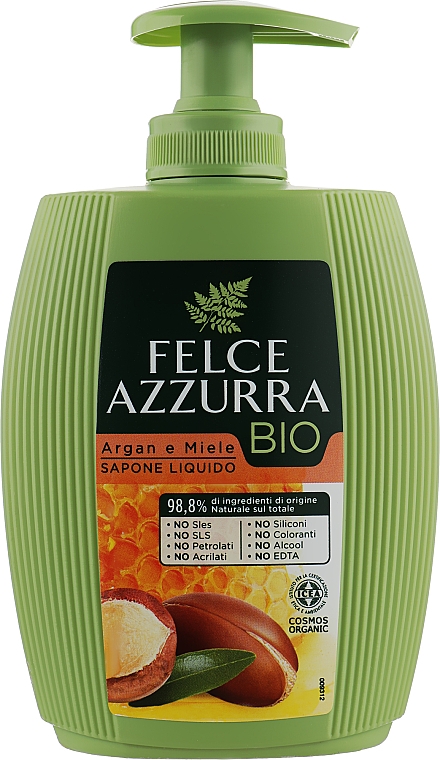 Жидкое мыло «Аргановое масло и Мед» - Felce Azzurra BIO Argan & Honey Liquid Soap