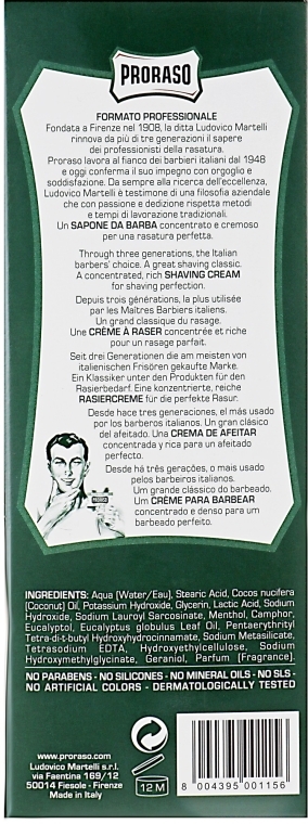 Крем для гоління з екстрактом евкаліпта і ментолу - Proraso Green Line Refreshing Shaving Cream — фото N4