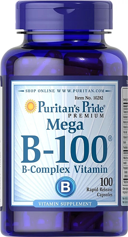 Комплекс витаминов группы В, таблетки - Puritan's Pride Vitamin B-100 Complex — фото N1