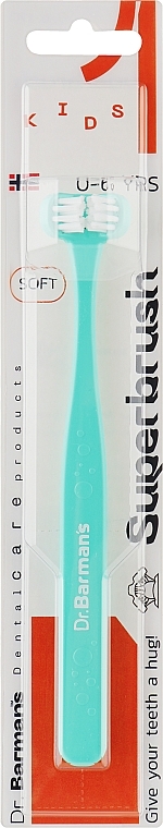 Тристороння зубна щітка, дитяча, синя - Dr. Barman's Superbrush Child — фото N1