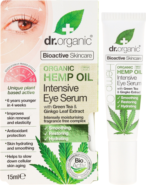 Інтенсивна сироватка для шкіри навколо очей "Конопляна олія" - Dr. Organic Bioactive Skincare Hemp Oil Intensive Eye Serum — фото N1