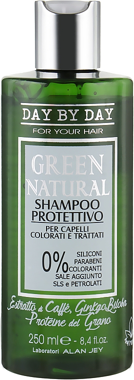 Шампунь "Захист кольору" для фарбованого й пошкодженого волосся - Alan Jey Green Natural Shampoo Protettivo — фото N1