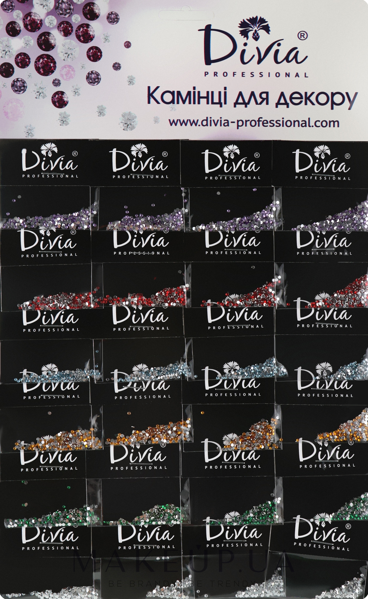 Камни для декора цветные маленькие на планшете Di852 - Divia — фото 6x4шт