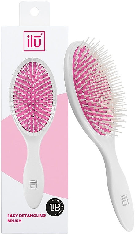 Щітка для волосся, біло-рожева - Ilu Ballpoint Detangling Hair Brush — фото N1